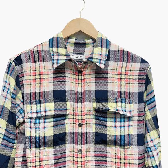 Equipment Contrast Signature Handbook Plaid Silk‎ Blouse - Picture 3 of 8